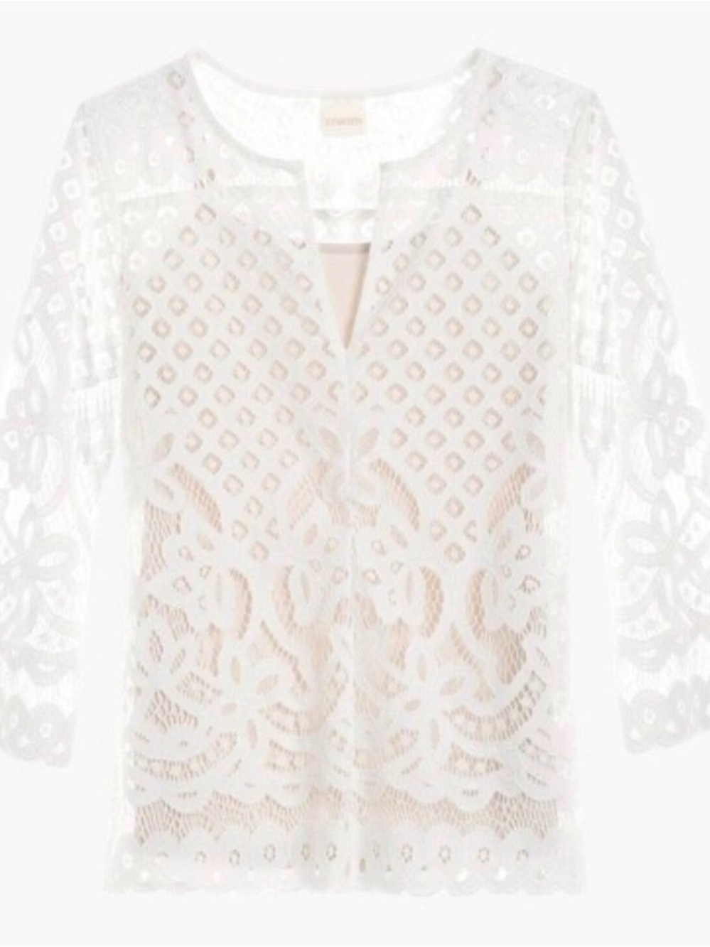 Chico's‎ White Lace Top chicos size 0, small/4